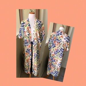 Tropical Print Kimono Top